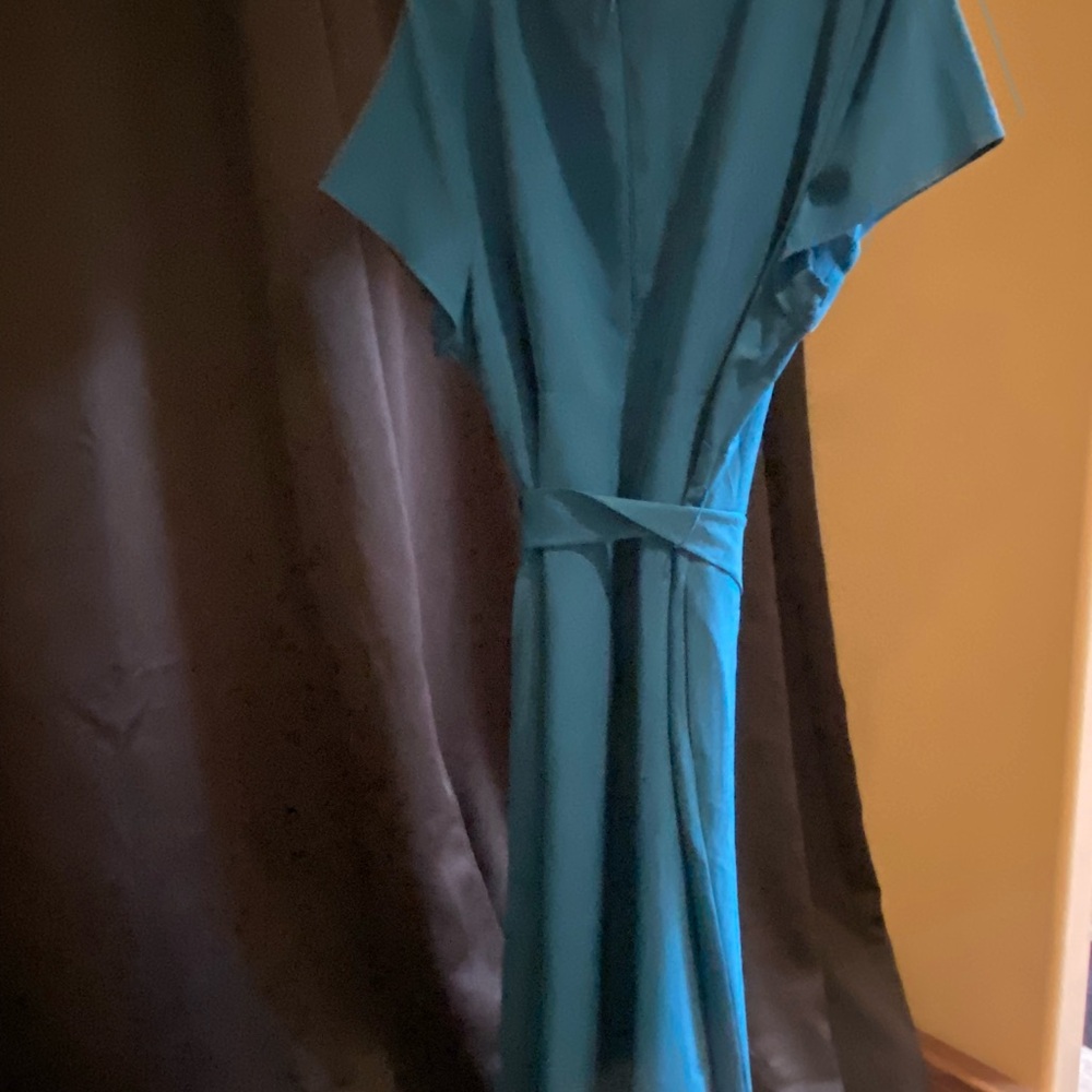 Lane Bryant Teal Fit and Flare Knee Length Dress V-neck & Dolman Sleeves w/belt